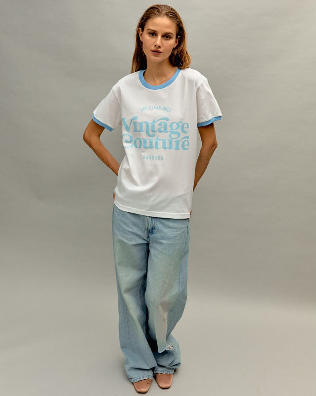 VINTAGE COUTURE BLUE RINGER TEE