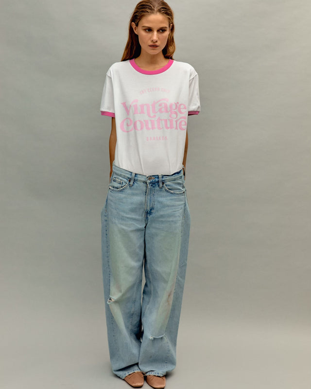 VINTAGE COUTURE PINK RINGER TEE